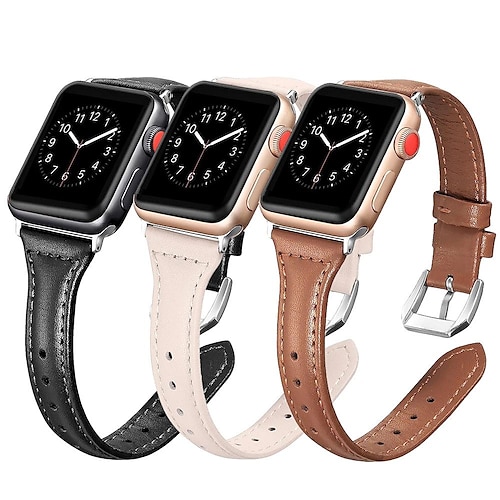 

Leather Band Compatible with Apple Watch band 38mm 40mm 41mm 42mm 44mm 45mm 49mm Luxury Adjustable Genuine Leather Strap Replacement Wristband for iwatch Series Ultra 8 7 SE 6 5 4 3 2 1