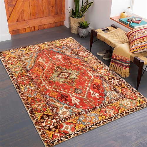 

Mandala Bohemian Orange Rug Area Rug Non Slip Floor Mat Bedside Livingroom Bedroom Indoor Outdoor