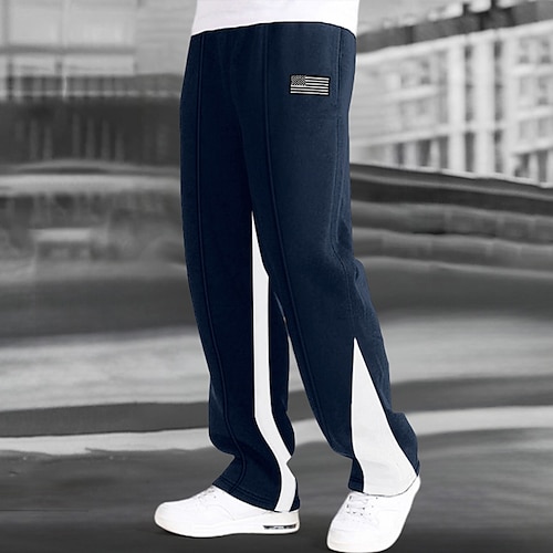 

Men's Sweatpants Trousers Straight Leg Sweatpants Flared Sweatpants Pocket Drawstring Elastic Waist Color Block Comfort Breathable Outdoor Daily Going out Fashion Casual Black Blue