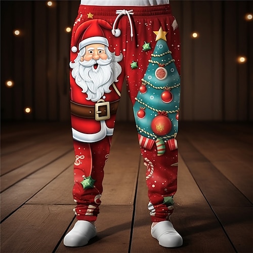 

Дед Мороз На каждый день Муж. 3D печать Рождественские штаны Штаны Джоггеры на открытом воздухе Для улицы На каждый день Полиэстер Светло-синий Темно-лиловый: Темно-красный S M L Нормальная