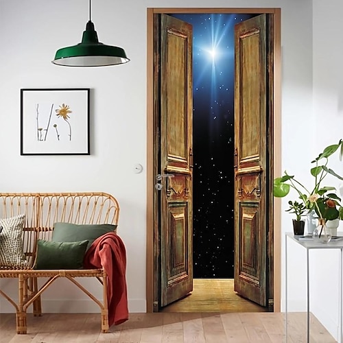 

Opened Door Star Door Covers Door Tapestry Door Curtain Decoration Backdrop Door Banner for Front Door Farmhouse Holiday Party Decor Supplies