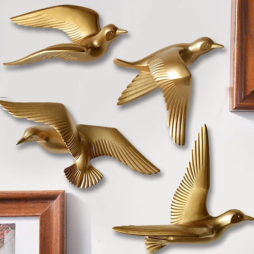 

1pc Golden Flying Bird Hanging Ornaments Small Birds Wall Decorations Resin Crafts Living Room Background Wall Decorations Indoor Home Decor
