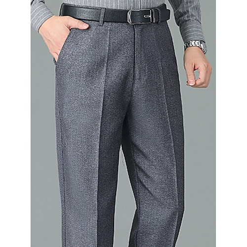 

Men's Dress Pants Trousers Suit Pants Pocket Plain Comfort Breathable Outdoor Daily Going out Fashion Casual Black Dusty Blue