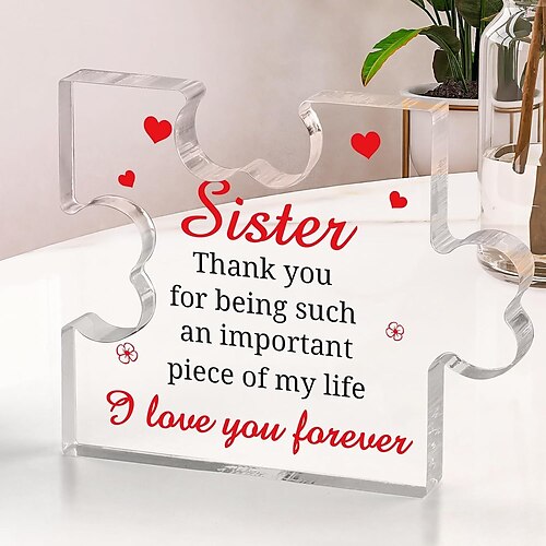 

Gifts from Acrylic Puzzle Plaque - Gifts for Sister Desk Decorations Best Ever Gifts - Great Gifts Card for Birthday Christmas Anniversary Mothers Day