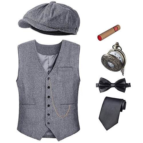 

Retro Antiguo Rugido 20s 1920s Accesorios Chaleco El gran Gatsby Caballero Hombre Cosplay Disfraz Víspera de Todos los Santos Carnaval Fiesta / Noche Mascarada Pañuelo