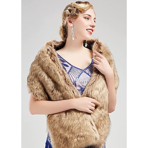 

Damen Kunstpelzkragen Schal Kunstpelz Schal Wickelabendumhang für Wintermantel Flapper-Kleid Retro Vintage 1920er Jahre Cosplay Kostüm Weihnachtsfeier Verlobung Cocktail-Abschlussballkleid