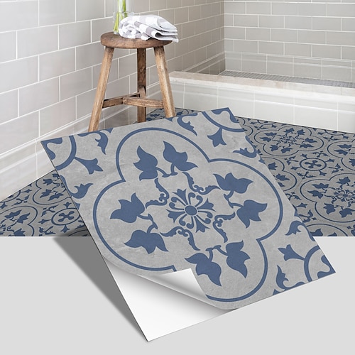 

4pcs Vinyl Tile Stickers Peel And Stick Home Decoration Wallpaper Peel And Stick Wall Stickers Thickened Waterproof Non-Slip Wear-Resistant Self-Adhesive Floor Stickers 20x20cm/30x30cm