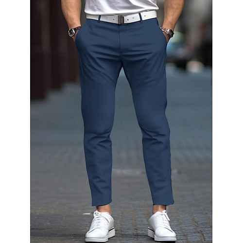 

Hombre Pantalones Chinos pantalones chinos Plisado Cremallera Plano Comodidad Transpirable Exterior Diario Noche Mezcla de Algodón Moda Casual Negro Blanco