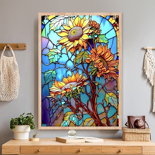 

1pc Floral DIY Diamond Painting Glass Crystal Painted Sunflower Diamond Painting Handcraft Home Gift Without Frame