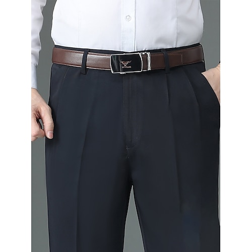 

Men's Dress Pants Trousers Suit Pants Pocket Plain Comfort Breathable Outdoor Daily Going out Fashion Casual Black Dark Blue