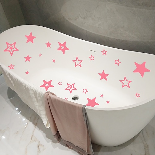 

6pcs Cartoon Pink Stars Bathtub Sticker Kids Self-Adhesive Removable Sticker Waterproof Bathtub Decorative Sticker.