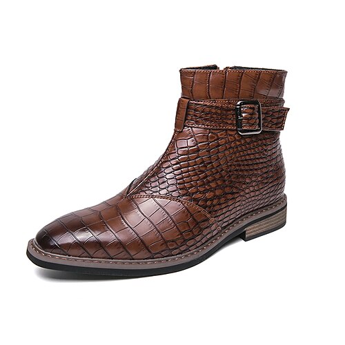 

Homme Bottes Chaussures formelles Chaussures habillées Motif crocodile Décontractées Britanique du quotidien Polyuréthane Confortable Antidérapantes Bottine / Demi Botte A enfiler Boucle Noir Marron