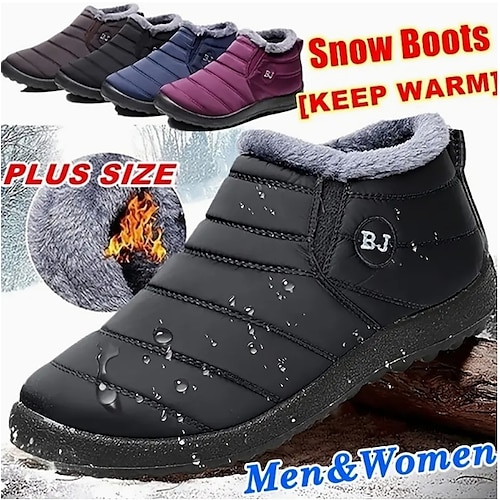 

Bottes de neige imperméables et antidérapantes pour femmes, bottines d'hiver à enfiler thermiques à l'intérieur en peluche pour l'extérieur