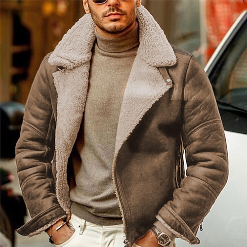 

Hombre Abrigo de invierno Chaqueta de lana Chaqueta casual Exterior Ropa Cotidiana Resistente al Viento Templado Invierno Plano Vintage Ropa de calle Diseño Regular Negro Marrón Chaquetas