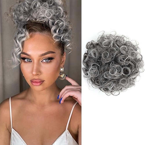 

Messy Bun Hair Piece Hair Scrunchie Elastic Drawstring Large Curly Hair Buns Hair Piece Synthetic Wavy Short Ponytail Extension Clip in Bun Hair Pieces for Women