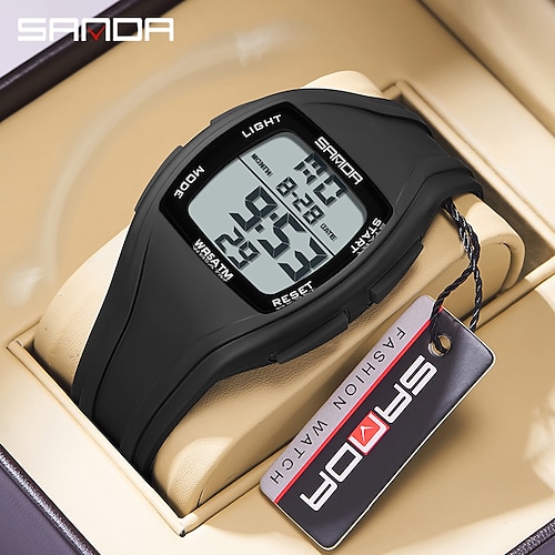 

SANDA Hombre Reloj Digital Creativo Moda Reloj Casual Reloj de Muñeca Luminoso Despertador Calendario IMPERMEABLE TPU Reloj