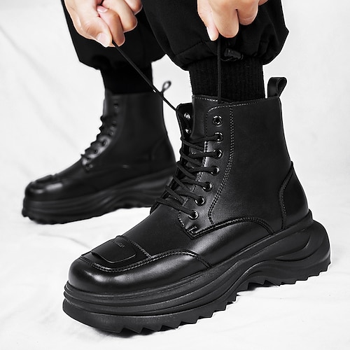 

Hombre Botas Botas de ciclista Botas con plataforma Botas de Combate Deportivo Casual Británico Exterior Diario PU Templado Cómodo Botines / Hasta el Tobillo Cordones Negro Otoño Invierno