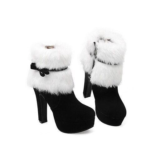 Retro Christmas Short Plush High Heel Shoes 12 CM Boots 2026 - $77.99