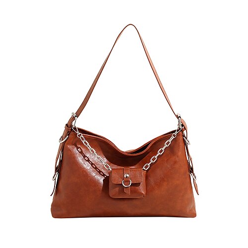 

Femme Sac d'épaule faux cuir du quotidien Fermeture Grande Capacité Géométrique Noir Marron Kaki