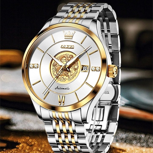 

nouvelle marque olevs montre pour hommes calendrier lumineux multifonction montre mécanique mode en relief dragon figure étanche sport montre-bracelet pour hommes