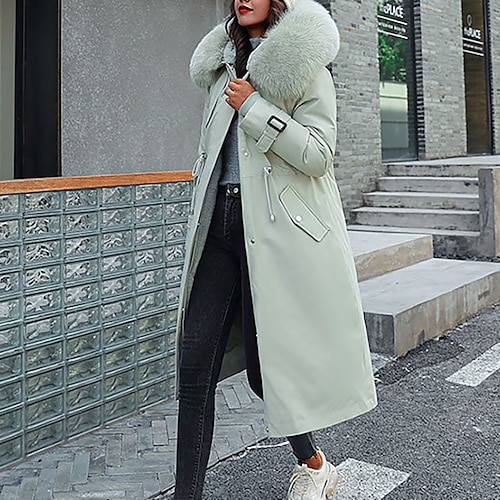 Damen Winterjacke Wintermantel Mantel Hoodie Jacke Outdoor Strasse Täglich Winter Herbst Lang Mantel Regular Fit Einstellbar Windundurchlässig warm halten Atmungsaktiv Strassenmode Stickerei Casual