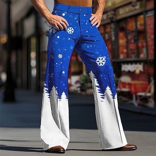 

Schneeflocke Brautkleider schlicht Herren 3D-Druck Weihnachtshose Cordhose Hosen Hose Outdoor Freizeitskleidung Strassenmode Polyester Schwarz Wein Blau S M L Mittlere Taillenlinie Elastizität Hose