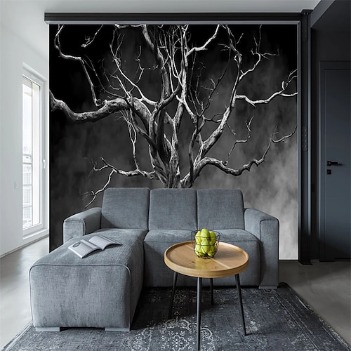 

3D Tree Wallpaper Mural Black Tree Wall Covering Sticker Peel and Stick Removable PVC/Vinyl Material Self Adhesive/Adhesive Required Wall Decor for Living Room Kitchen Bathroom