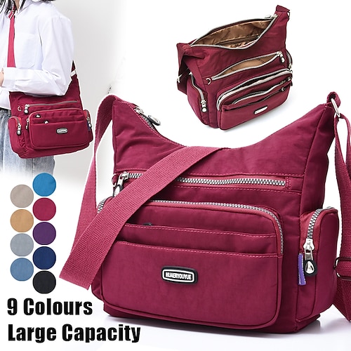 

Damen Umhängetasche Schultertasche Hobo Tasche Nylon Outdoor Einkauf Täglich Reißverschluss Hohe Kapazität Wasserdicht Feste Farbe Meeresblau Rauchgrau Traubenpurpur