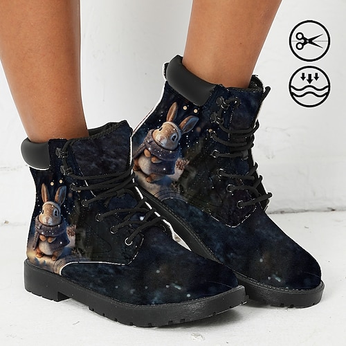 

Mujer Botas Zapatos estampados Botas de Combate Tallas Grandes Exterior Diario Estampado animal 3D Mascotas Botines Botines Invierno Tacón Plano Dedo redondo Punta cerrada Moda Casual Cuero Sintético