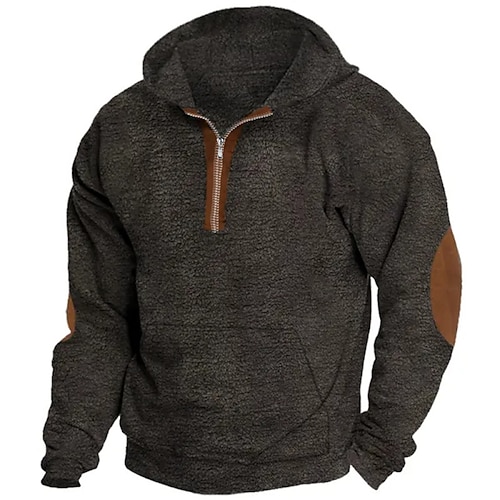 

Men's Hoodie Coffee Hooded Color Block Patchwork Sports Outdoor Daily Holiday Streetwear Cool Casual Spring Fall Clothing Apparel Hoodies Sweatshirts