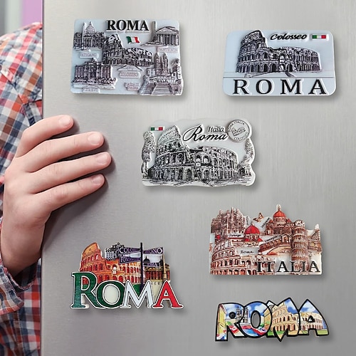 

Etiqueta engomada del refrigerador de la ciudad cultural de Roma de Italia recuerdos turísticos punto de referencia ciudad eterna dibujos animados pegatina magnética tridimensional decoración del