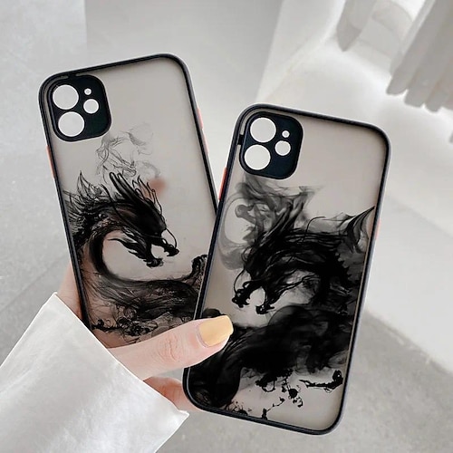 

téléphone Coque Pour iPhone 15 Pro Max iPhone 14 13 12 11 Pro Max Mini SE X XR XS Max 8 7 Plus Coque Arriere Protection complète du corps Protecteur d'objectif de caméra Mat Givré Dragon PC