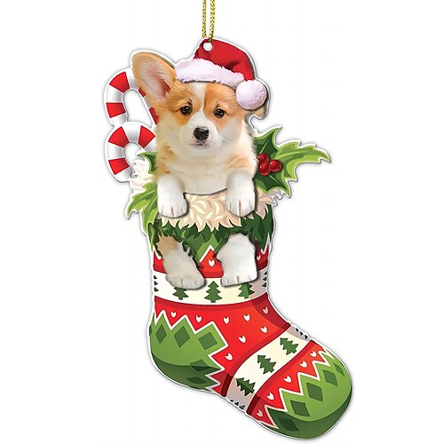 

Enfeites de árvore de natal natal 2d acrílico decoração árvore pingente engraçado decoração de natal para casa festa de férias ornamentos engraçados