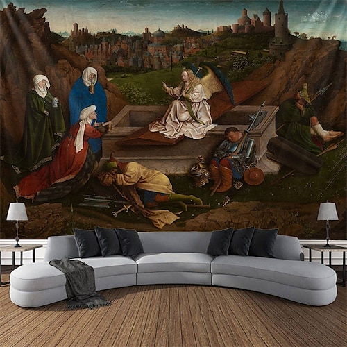 

Jan van eyck pintura tapeçaria suspensa arte de parede grande tapeçaria mural decoração fotografia pano de fundo cobertor cortina casa quarto sala de estar decoração