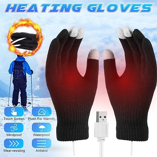 

Touchscreen Mittens Laptop Gloves Full Finger Touchscreen Winter USB Charging Heated Gloves 5V Heated USB Winter Warm Laptop