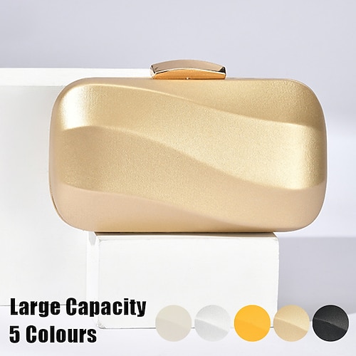 

Women's Clutch Evening Bag Wristlet Synthetic Party Christmas Holiday Chain Large Capacity Waterproof Lightweight Solid Color Silver Black White