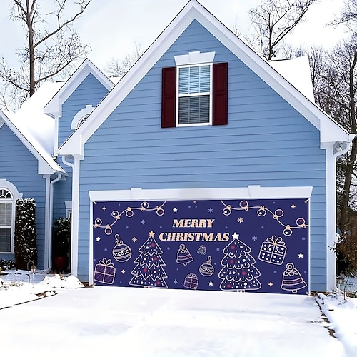 

Cubierta de puerta de garaje al aire libre de Navidad, cartel de puerta de Navidad, regalo decorativo, mural de puerta grande, telón de fondo de Navidad, decoración para vacaciones, decoraciones de