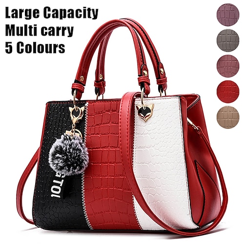 

Femme Sac à main Sac bandoulière Sac d'épaule Sac Boston faux cuir Noël Achats du quotidien Pendentif Fermeture Grande Capacité Etanche Durable Bloc de couleur Mosaïque Rouge bordeaux Noir Rose Claire