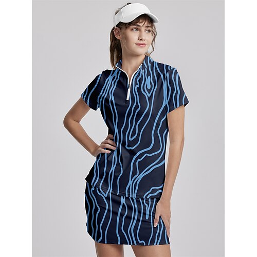 

Femme T-shirt POLO Chemise de golf Respirable Séchage rapide Evacuation de l'humidité Manche Courte Vêtements de golf Top Standard Zippé Col Montant Imprimé Eté Tennis Le golf Pickleball