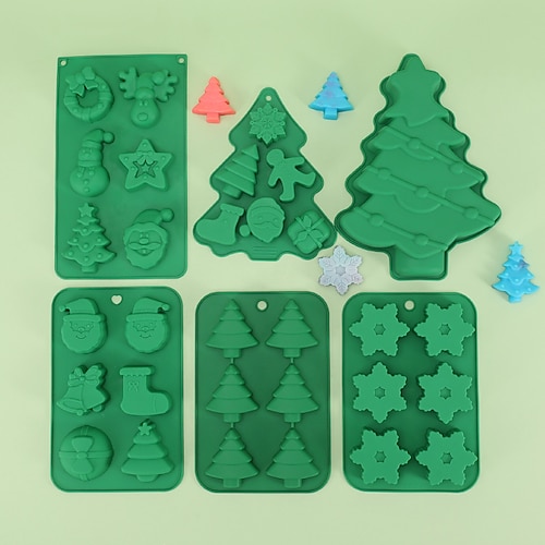 

Christmas Series Pendant Casting Silicone Mold Christmas Tree Snowman Baking Mold Food Grade Silicone Chocolate Cake Making Mold Christmas Decoration