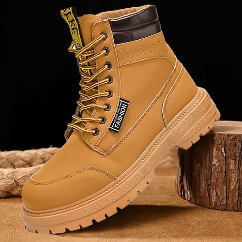 

Hombre Botas Retro Botas de trabajo Zapatos de Paseo Casual Diario Cuero Cómodo Botines / Hasta el Tobillo Mocasín Negro Amarillo Caqui Primavera Otoño