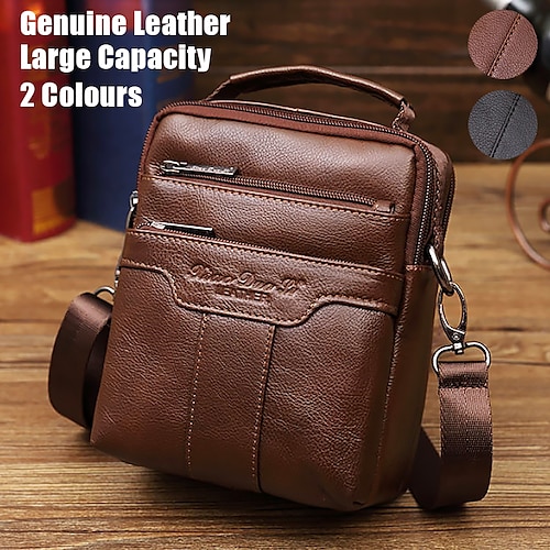 

Homens Bolsa crossbody Bolsa de ombro Bolsa Carteiro Pele Ao ar livre Diário Feriado Ziper Grande Capacidade Prova-de-Água Durável Côr Sólida Estilo 1 preto Estilo 1 marrom