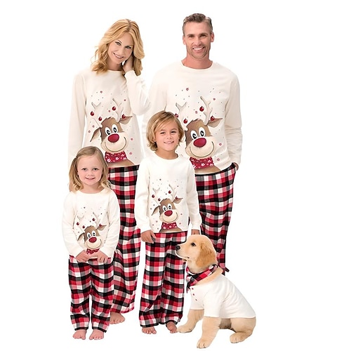 

Family Pajamas Santa Claus Cute Christmas Pajamas Home Print White Long Sleeve Mommy And Me Outfits Active Matching Outfits
