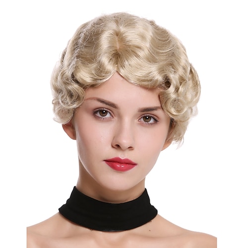 

Lady Wig Short 20s Inspired Wavy Parting Retro Chic Charleston Swing Hollywood Blond