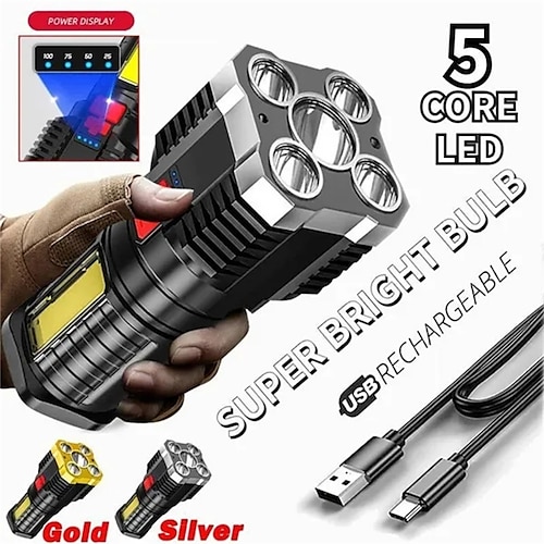 

Ultra Bright Powerful 5LED Flashlight Rechargeable High Power Led Flashlights Waterproof Outdoor Lighting Torch