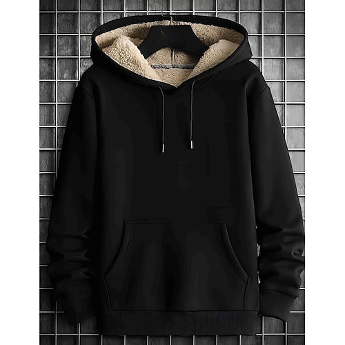 

Homme Sweat à capuche Lin Sherpa Noir Capuche Plein Poche Sport Loisir du quotidien Vacances Vêtement de rue Frais Décontractées Automne hiver Vêtement Tenue Pulls Capuche Pulls molletonnés