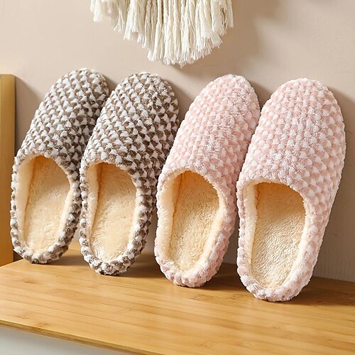 

Women's Indoor Plush Lined Flat Slippers, Warm Comfy Closed Toe Slides Shoes, House Non-slip Shoes Christmas Gift Xmas Gift