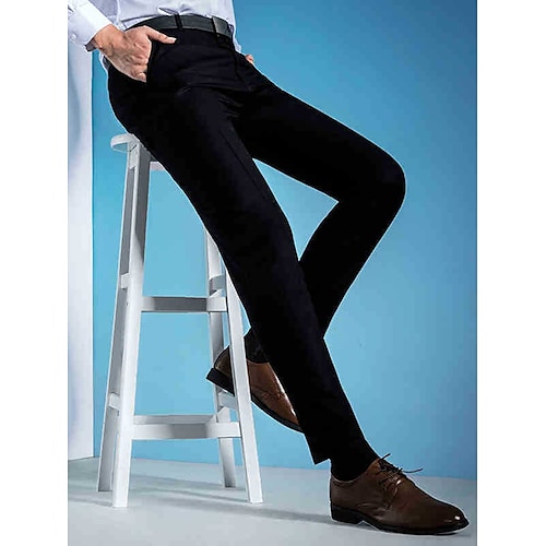 

Men's Dress Pants Trousers Suit Pants Pocket Plain Comfort Breathable Outdoor Daily Going out Fashion Casual Black Light Grey