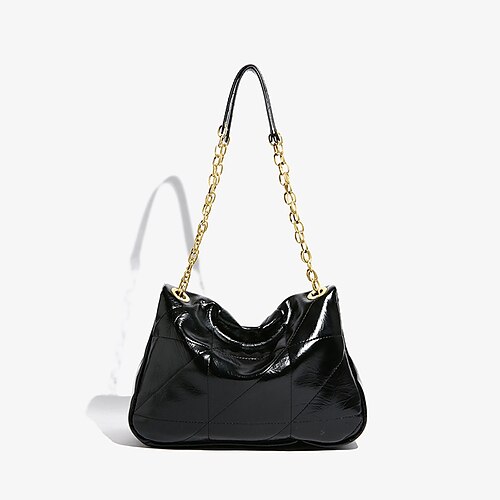 

Femme Sac bandoulière Sac d'épaule faux cuir du quotidien Chaîne Grande Capacité Géométrique Noir Blanche