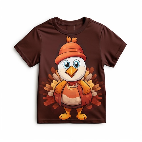 

Boys 3D Chick Shirt Short Sleeve 3D Print Fall Active Sports Fashion Polyester Kids 3-12 Years Outdoor Casual Daily Regular Fit